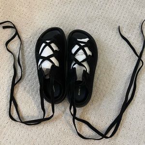 Authentic Celine vintage lace up velvet sandal